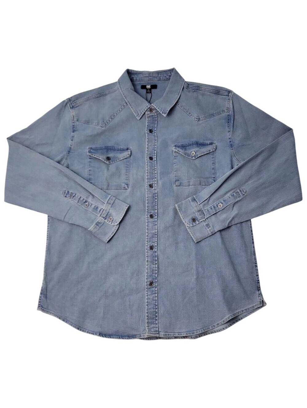 Frye Men's Western Vintage Denim Button-Down Shirt (Light Wash, L)